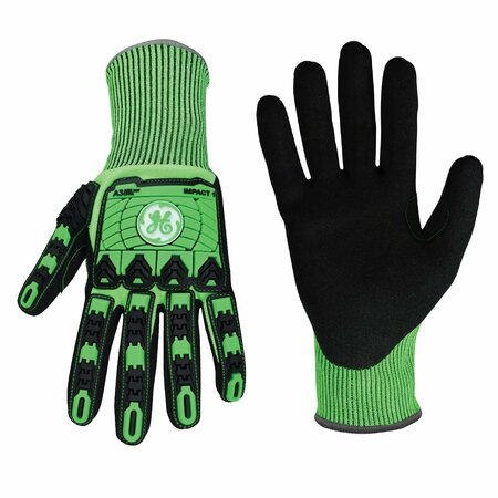 GE Impact Gloves, Sandy Nitrile 13GA, 1 Pair, L GG240LC